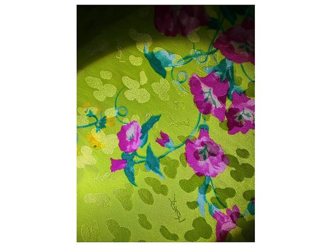 Yves Saint Laurent grünes geblümtes Maxikleid Pink Gelb - Ansicht 10