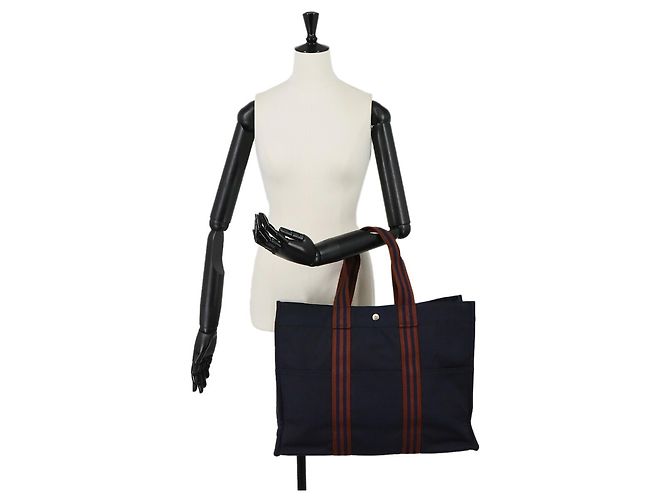 Hermès Borsa Tote Hermes Fourre Tout GM Marrone Blu navy - vista 10