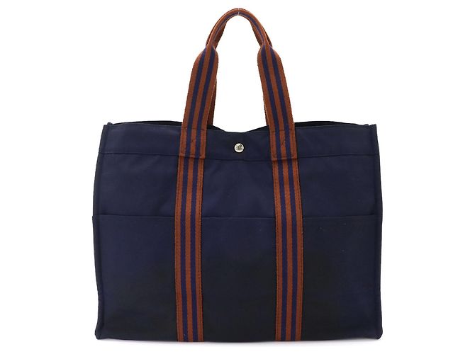Hermès Borsa Tote Hermes Fourre Tout GM Marrone Blu navy - vista 2