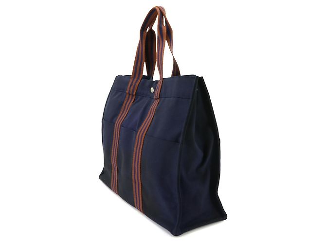 Hermès Borsa Tote Hermes Fourre Tout GM Marrone Blu navy - vista 3