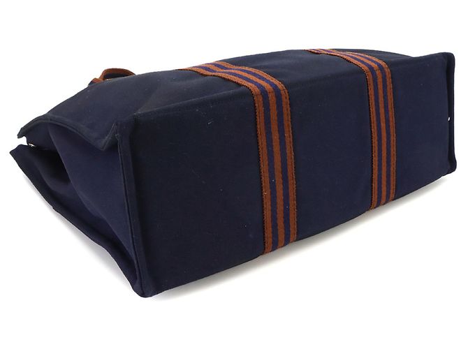 Hermès Borsa Tote Hermes Fourre Tout GM Marrone Blu navy - vista 4