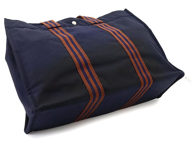 Hermès Borsa Tote Hermes Fourre Tout GM Marrone Blu navy - vista 9
