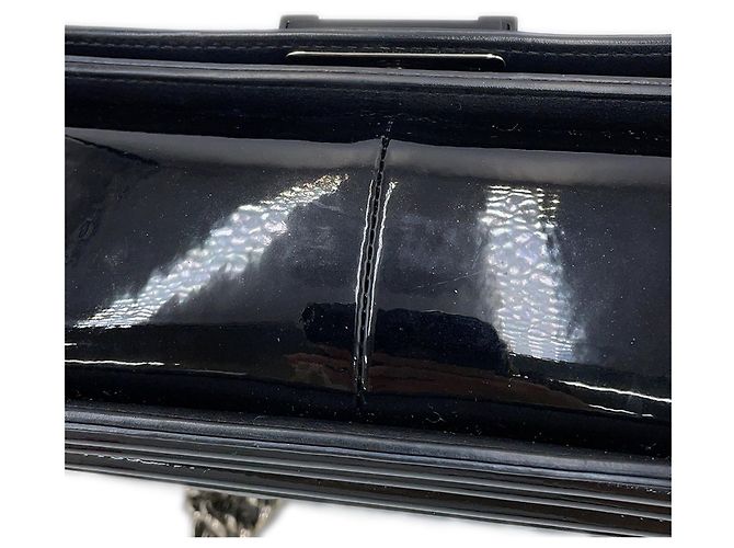 Boy Borsa a tracolla Chanel Matelassé in pelle verniciata nera Nero - vista 10