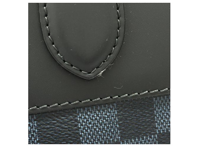 Borsa Louis Vuitton Damier Cobalt Newport Tote N41588 Nero Blu - vista 6