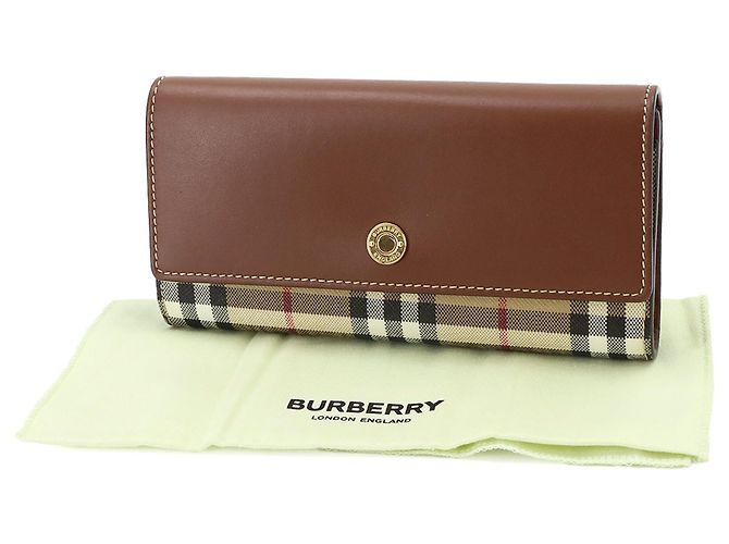 Burberry Nova Check Bi-fold Long Wallet Brown Beige - view 2