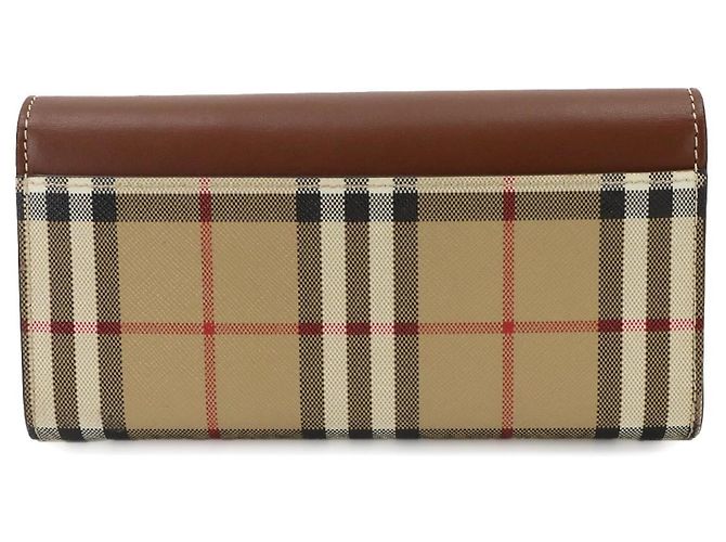 Burberry Nova Check Bi-fold Long Wallet Brown Beige - view 3