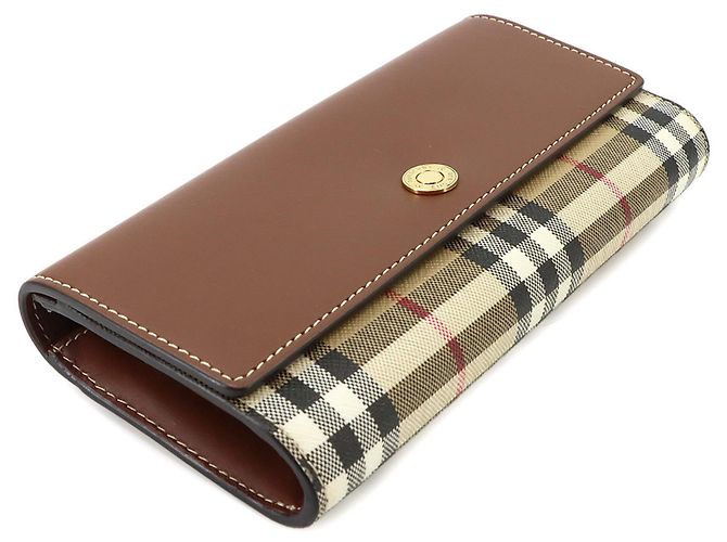 Burberry Nova Check Bi-fold Long Wallet Brown Beige - view 4