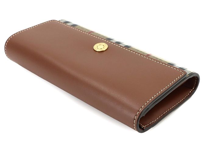 Burberry Nova Check Bi-fold Long Wallet Brown Beige - view 5