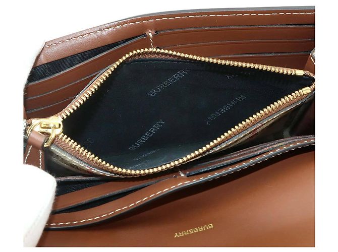 Burberry Nova Check Bi-fold Long Wallet Brown Beige - view 7