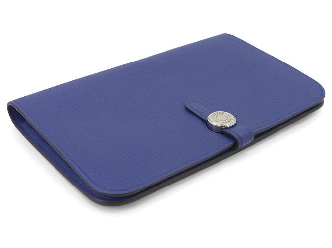 Hermès Portafoglio lungo bi-fold Hermes Dogon GM Blu - vista 4