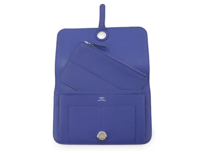 Hermès Portafoglio lungo bi-fold Hermes Dogon GM Blu - vista 5