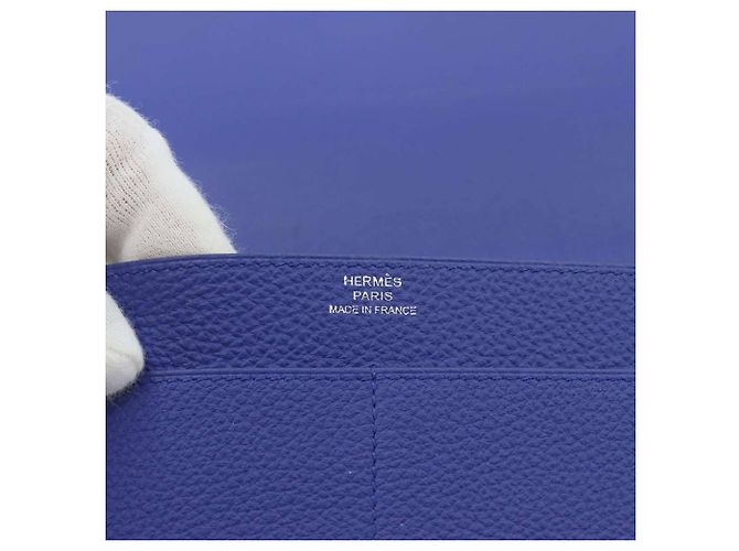 Hermès Portafoglio lungo bi-fold Hermes Dogon GM Blu - vista 9