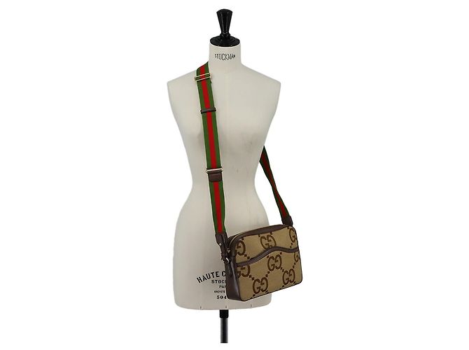 Borsa a spalla Gucci Jumbo GG Rosso Verde Cammello - vista 10