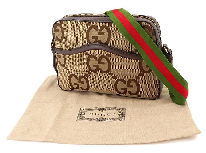 Borsa a spalla Gucci Jumbo GG Rosso Verde Cammello - vista 2