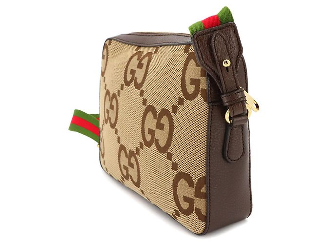 Borsa a spalla Gucci Jumbo GG Rosso Verde Cammello - vista 4