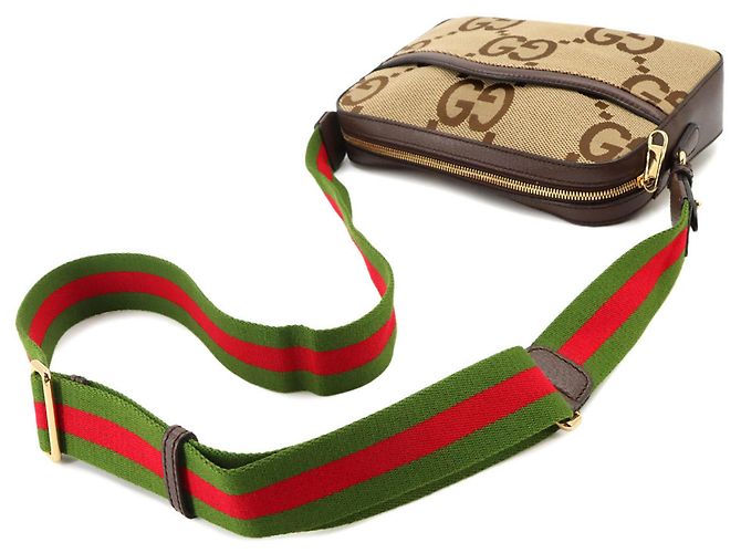 Borsa a spalla Gucci Jumbo GG Rosso Verde Cammello - vista 6