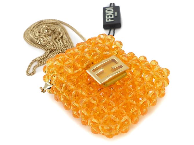 Borsa a tracolla Fendi Pico Baguette con catena Arancione - vista 4