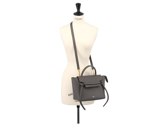 Céline Borsa a mano Celine in pelle grigia Marrone - vista 10