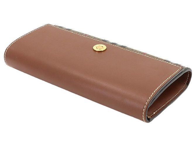 Burberry Nova Check Bi-fold Long Wallet Brown Beige - view 4