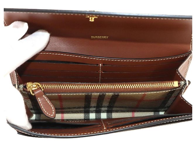 Burberry Nova Check Bi-fold Long Wallet Brown Beige - view 6