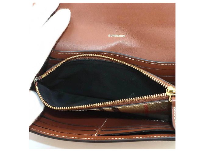 Burberry Nova Check Bi-fold Long Wallet Brown Beige - view 7