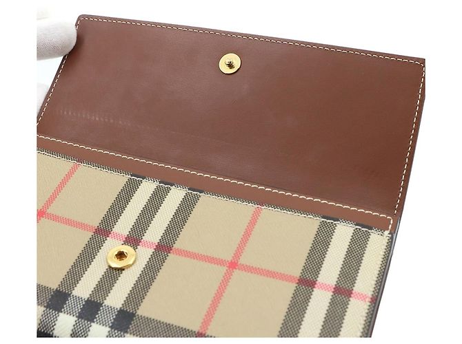 Burberry Nova Check Bi-fold Long Wallet Brown Beige - view 9