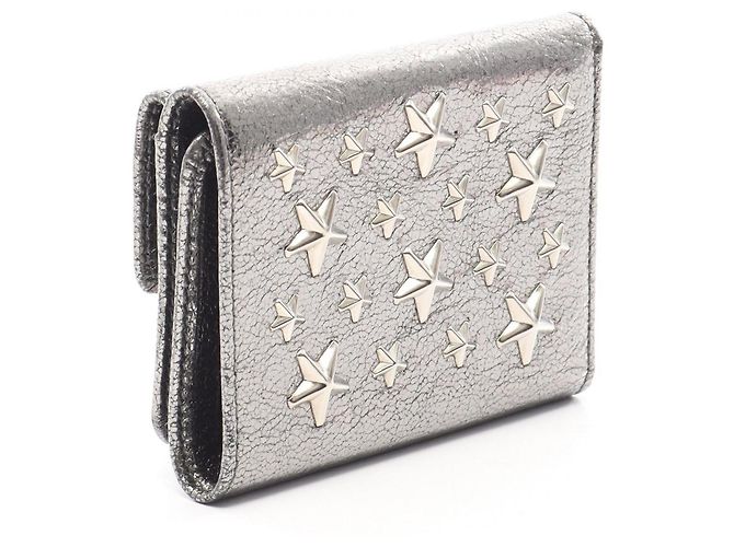 Jimmy Choo NEMO Star Studded Tri-fold Geldbörse Silber - Ansicht 2