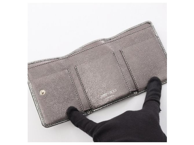 Jimmy Choo NEMO Star Studded Tri-fold Geldbörse Silber - Ansicht 3