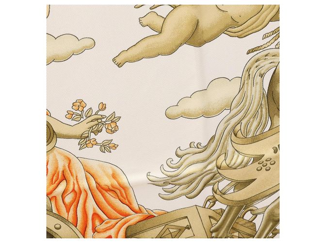 Hermès Hermes HERMES Carre 90 LE MATIN NEUF Schal Weiß Mehrfarben - Ansicht 5