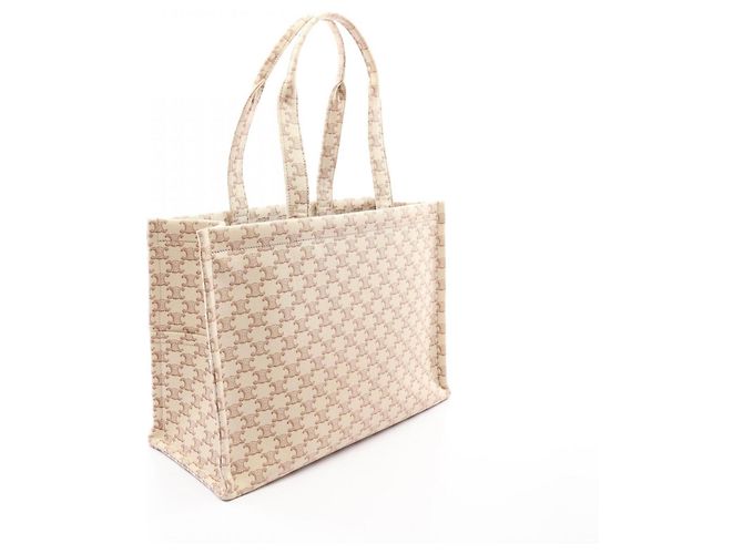 Céline Celine Triomphe Large Cabas Thais Tote Bag Marrom Bege - vista 2