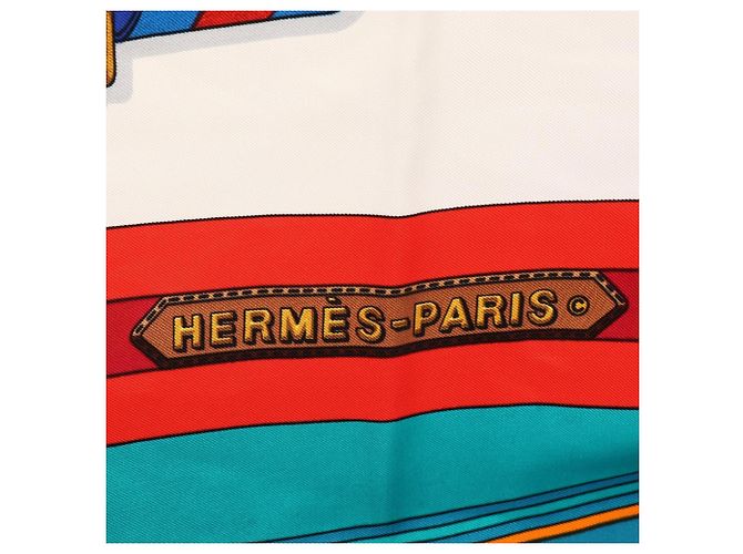 Hermès Lenço Hermes Carre 90 Les Sangles Multicor Cru - vista 2