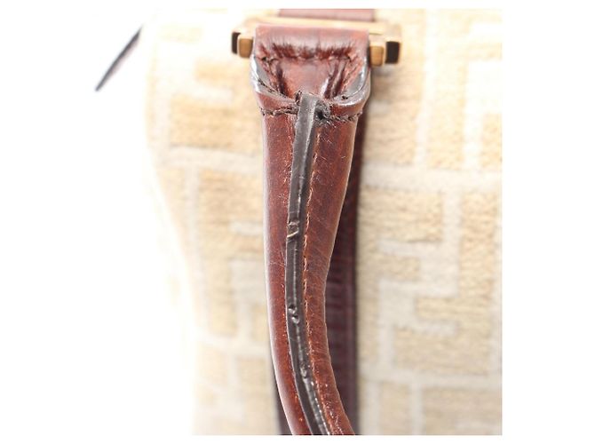 Fendi Zucca Tote Bag Leder und Stoff Braun Beige Weiß - Ansicht 10