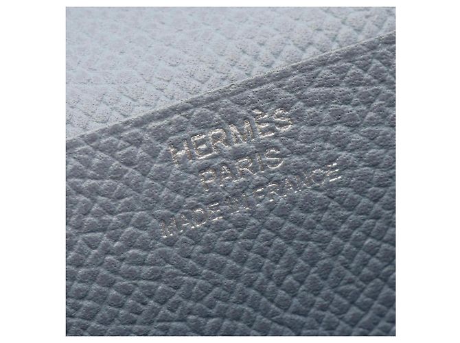 Hermès Portafoglio lungo bi-fold Hermes Bearn Soufflé Blue Lin Giallo - vista 4