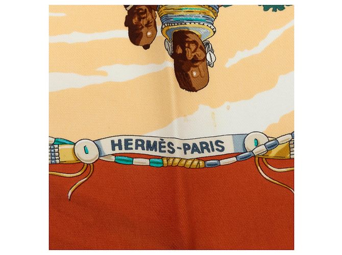 Foulard di seta Hermès Brown Perles Du Kenya 90 Marrone - vista 6