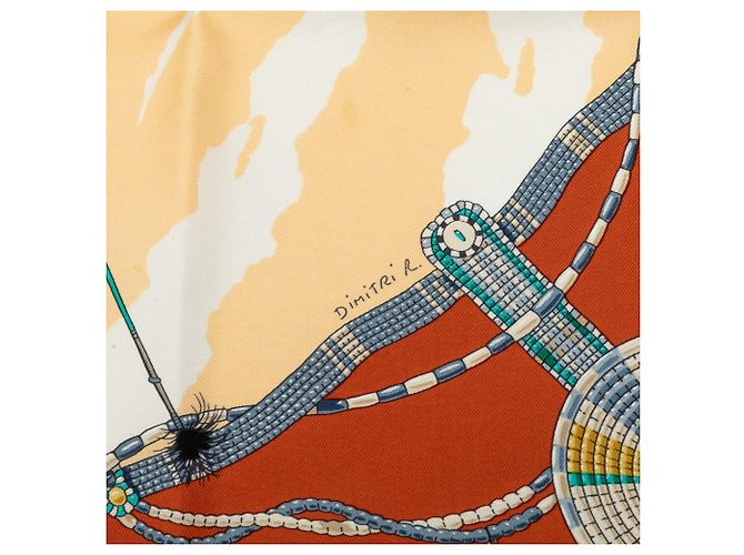 Foulard di seta Hermès Brown Perles Du Kenya 90 Marrone - vista 7