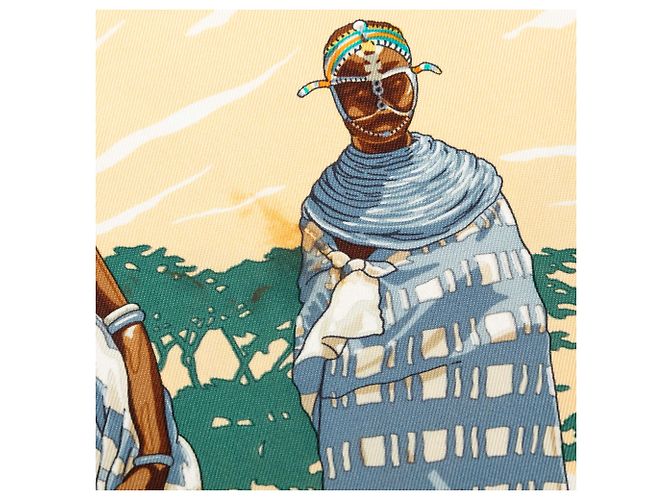 Foulard di seta Hermès Brown Perles Du Kenya 90 Marrone - vista 9