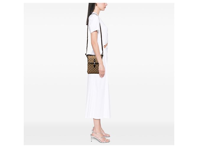 Borsa a tracolla Gucci Jackie in tela GG beige - vista 6