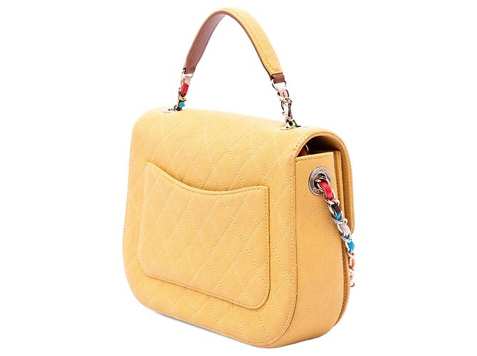 Chanel Yellow Paris Cuba Medium Quilted Caviar Thread Around Flap Amarelo Mostarda - vista 2