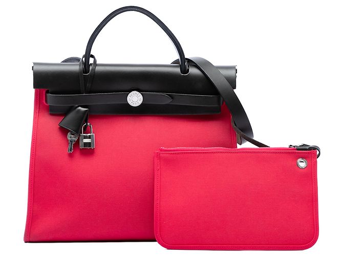 Hermès Pink Toile Herbag Zip 31 Rosa - vista 7