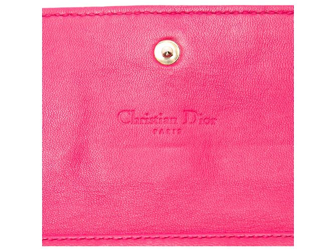 Autre Marque Portafoglio con catena Lady Dior in pelle d'agnello Cannage rosa Dior - vista 5