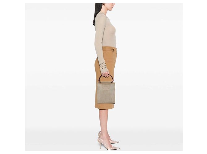 Tote Chanel Beige CC Canvas com alças de madeira Bege - vista 6