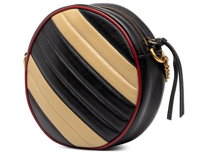 Borsa a tracolla rotonda Gucci Mini GG Marmont in pelle matelassé nera con manico Torchon Nero - vista 2