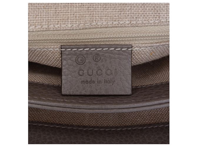 Borsa Satchel Gucci Small in pelle Dollar Calf marrone con G intrecciate Taupe - vista 5