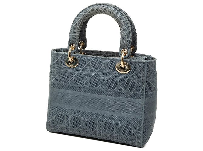 Autre Marque Dior Blue Medium Embroidered Canvas Cannage Lady D Lite Blau - Ansicht 2