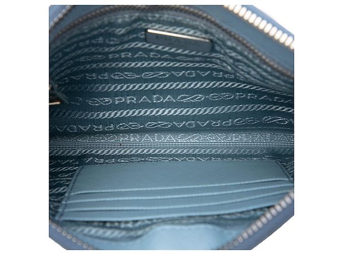 Sac à épaule Prada Blue Saffiano Bleu Bleu clair - vue 4