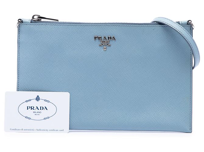 Sac à épaule Prada Blue Saffiano Bleu Bleu clair - vue 7