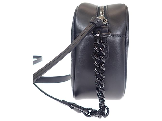 Gucci Mini Borsa a Tracolla Monocromatica in Pelle Matelassé GG Marmont Nera Nero - vista 5