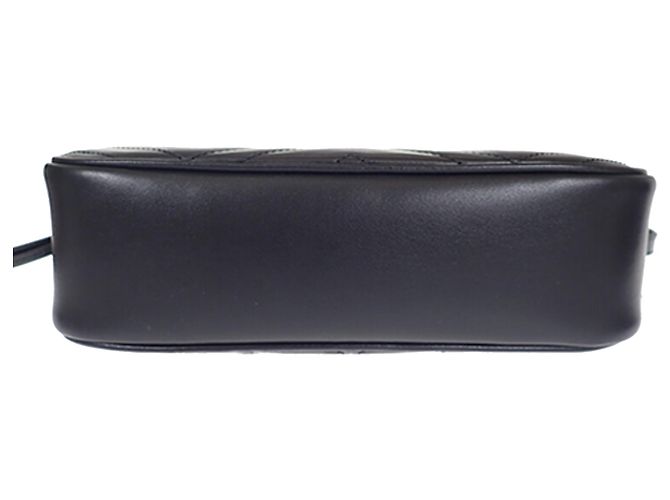 Gucci Mini Borsa a Tracolla Monocromatica in Pelle Matelassé GG Marmont Nera Nero - vista 6