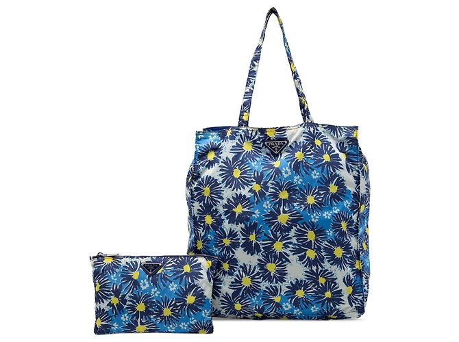Saco Tote Prada Blue Tessuto Stampato Floral Azul - vista 7