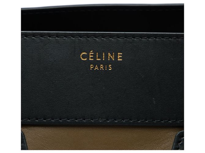 Céline Celine Mini Luggage Tote in pelle di vitello tricolore e camoscio marrone - vista 5